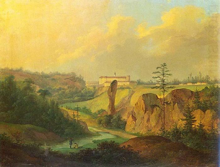 View from Ojcow - View of Pieskowa Skala Castle., Antoni Lange